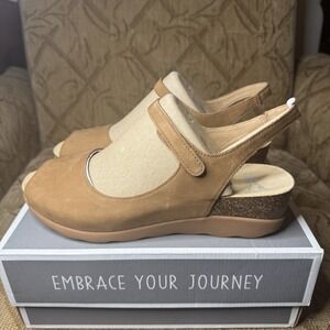 Dansko Marcy Milled Nubuck Tan Wedge Sandals Women's Size 41 US‎ Size 10.5-11